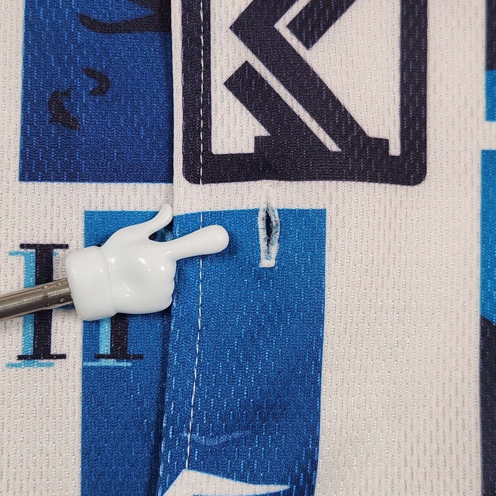 Vintage Karl Kani‎ Shirt XL Blue Aquatics Endurance Button Diving Print Y2K 90s - Picture 6 of 12